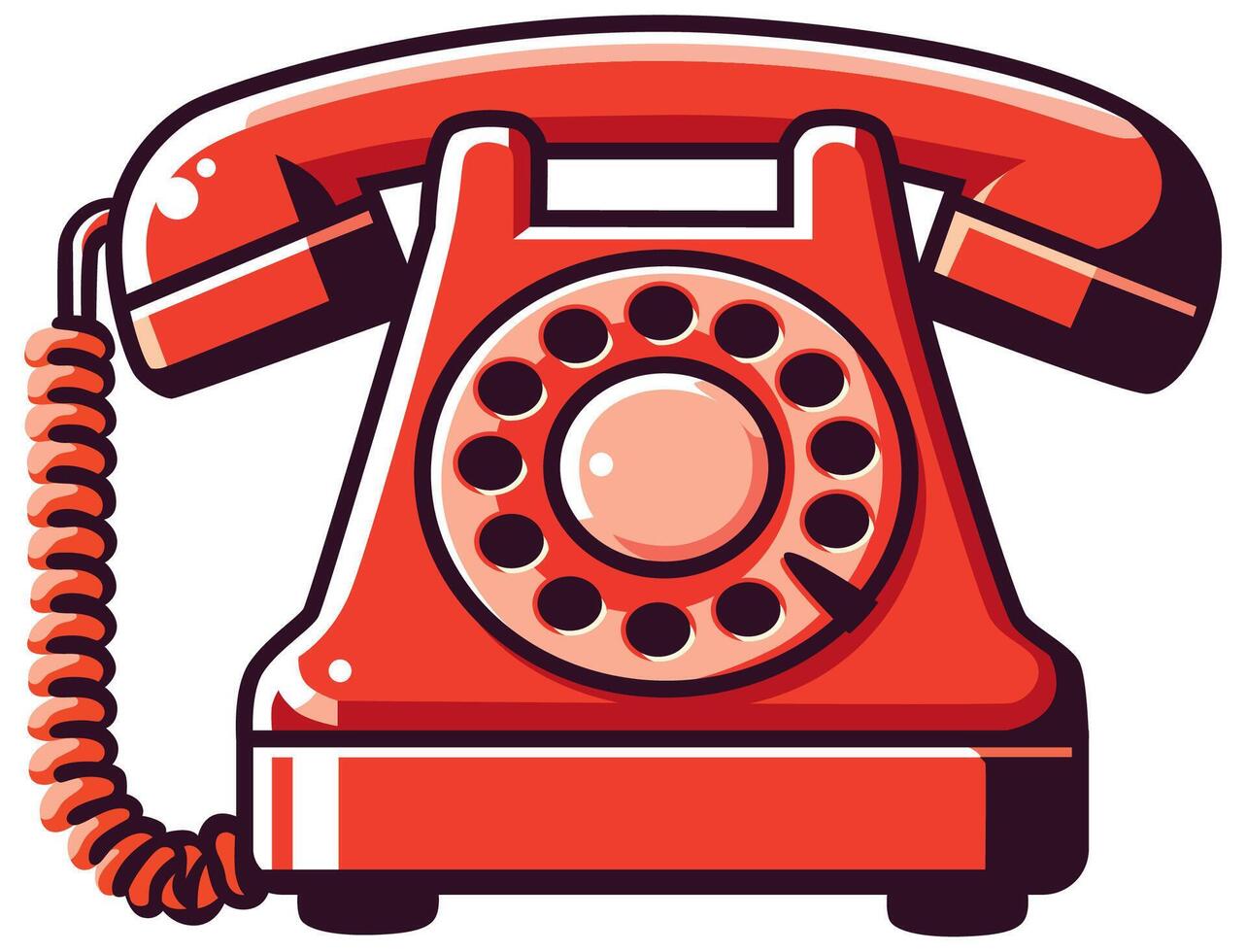 Old Red Phone Flat Design vector