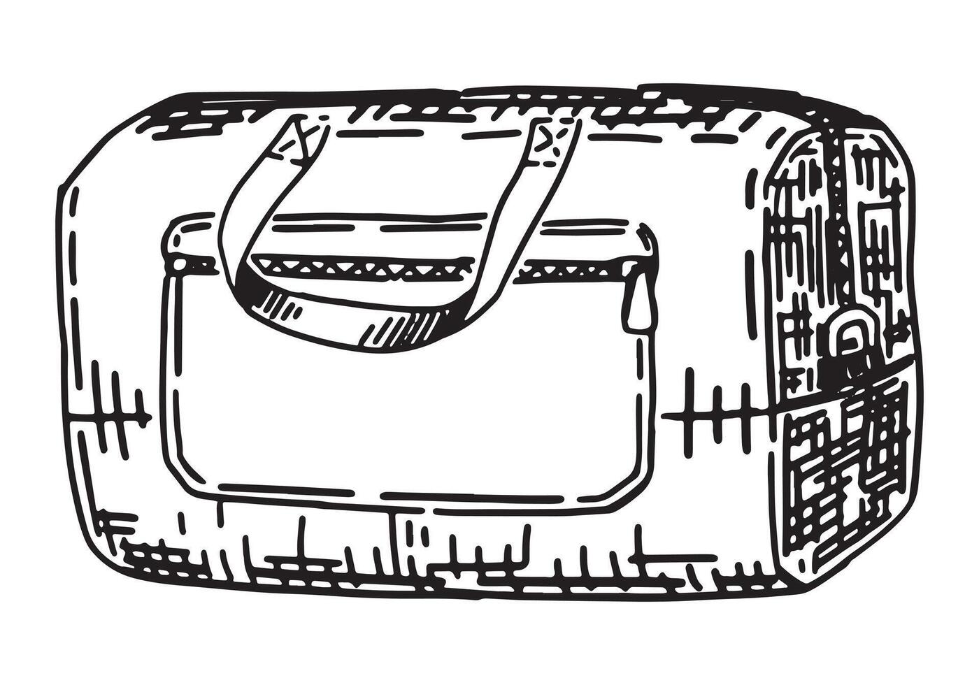 viaje deporte bolso bosquejo. clipart de equipaje, viaje atributo. mano dibujado vector ilustración aislado en blanco.