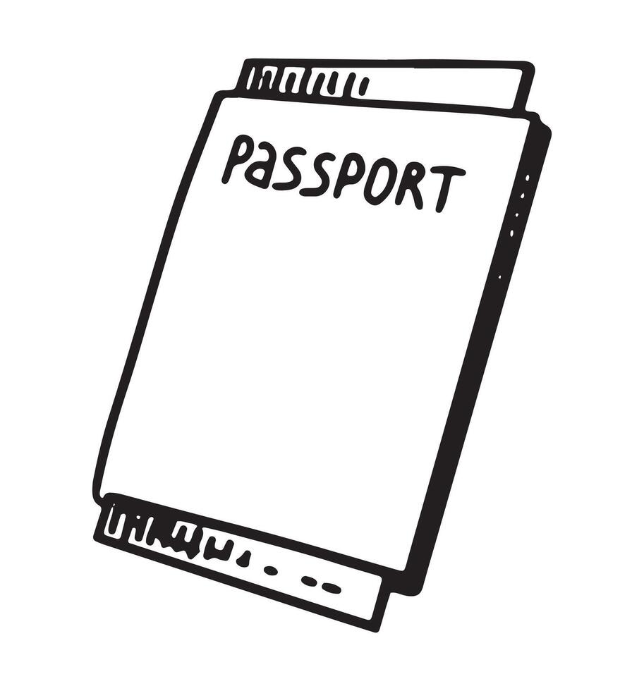 pasaporte y Entradas bosquejo. clipart de viaje, viaje atributo. mano dibujado vector ilustración aislado en blanco.