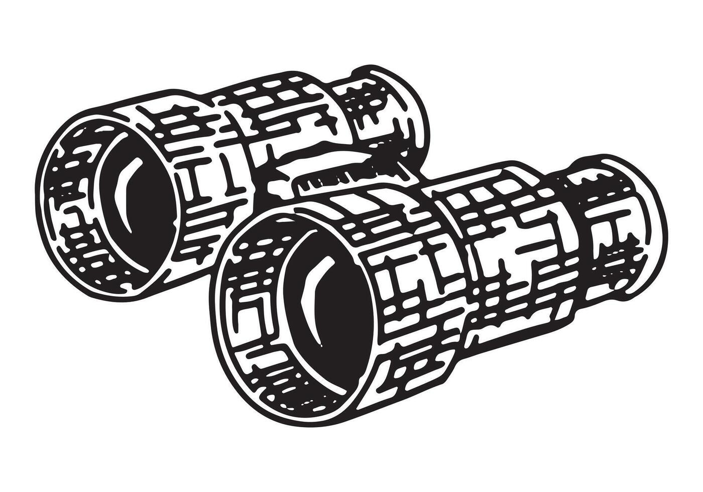 Binoculars sketch. Clipart of hiking equipment, travel attribute. Hand drawn vector illustration isolated on white.