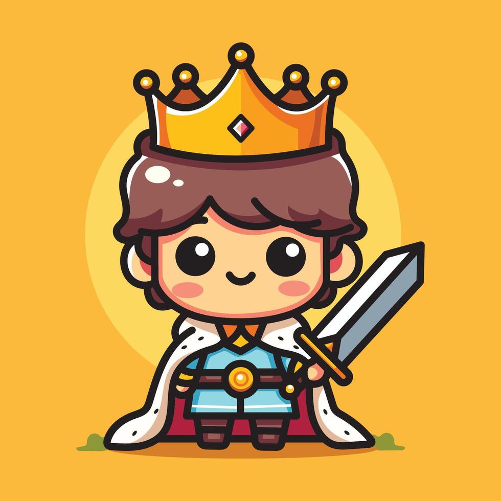 vector design illustration of a little boy becoming king