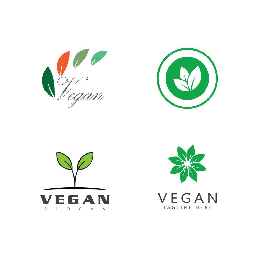 Vegan logo vector template symbol design