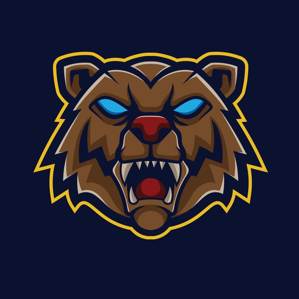 Vector grizzly bear mascot logo template