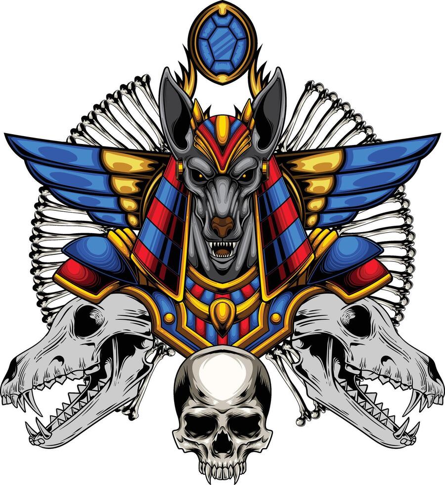 Vector illustration of Anubis God with premium quality stock vector