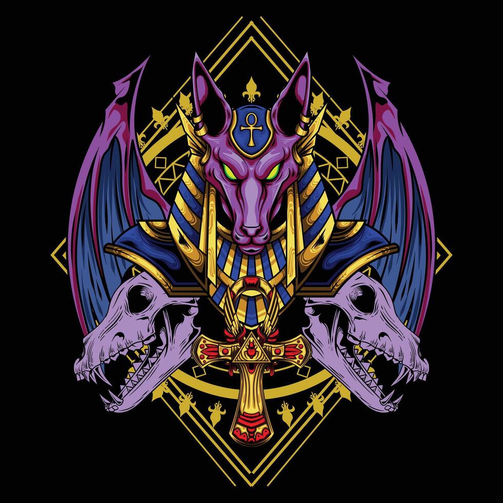 Vector illustration of Anubis God with premium quality stock vector