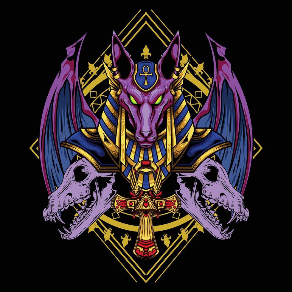 vector ilustración de anubis Dios con prima calidad valores vector