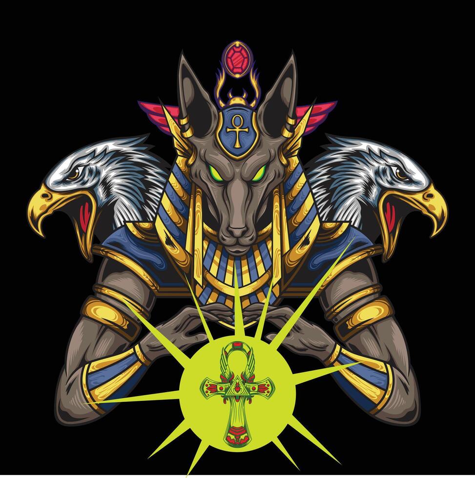 Vector illustration of Anubis God with premium quality stock vector