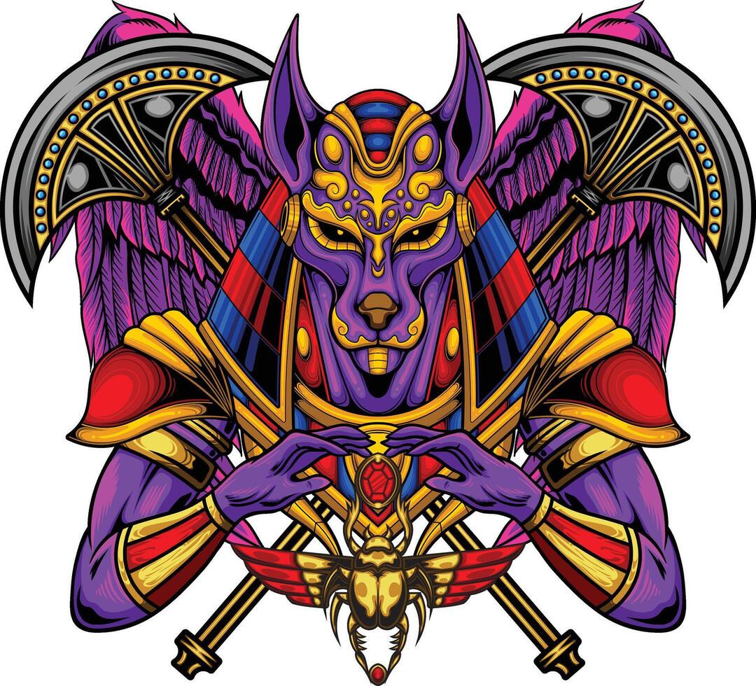 Vector illustration of Anubis God with premium quality stock vector