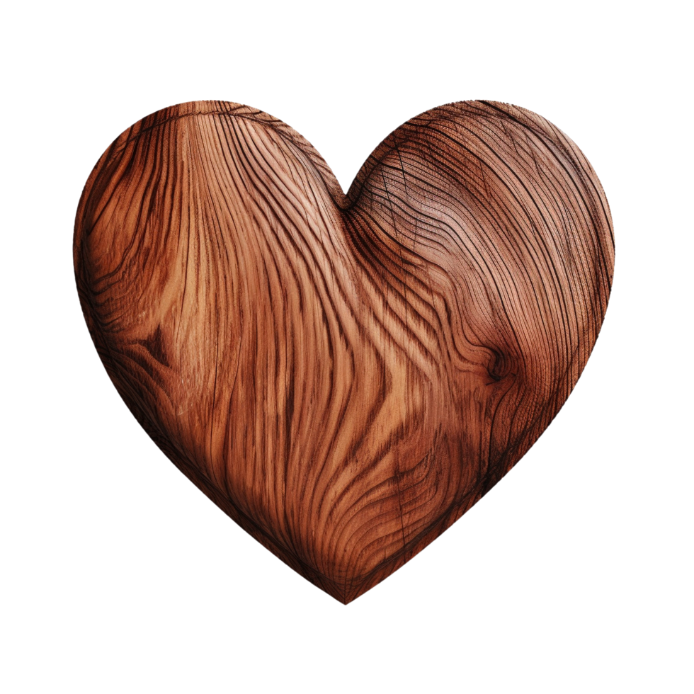 AI generated Wooden heart clip art png