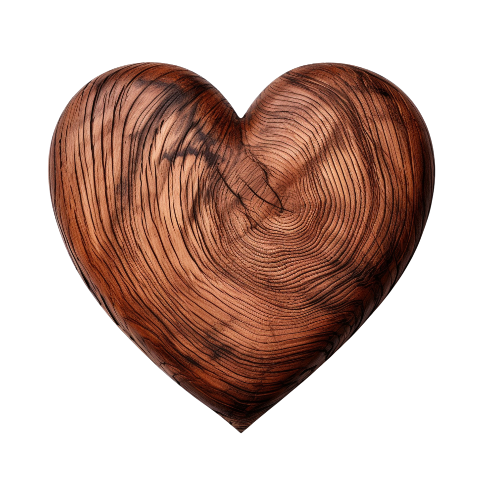 AI generated Wooden heart clip art png