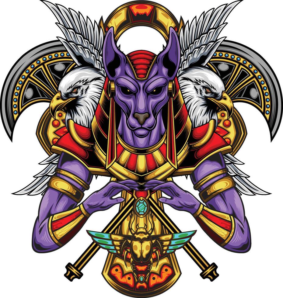 Vector illustration of Anubis God with premium quality stock vector