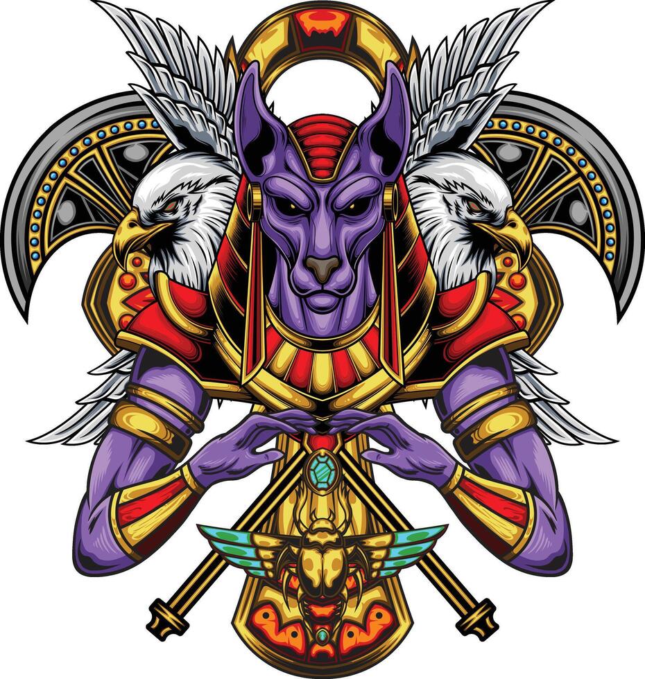 vector ilustración de anubis Dios con prima calidad valores vector