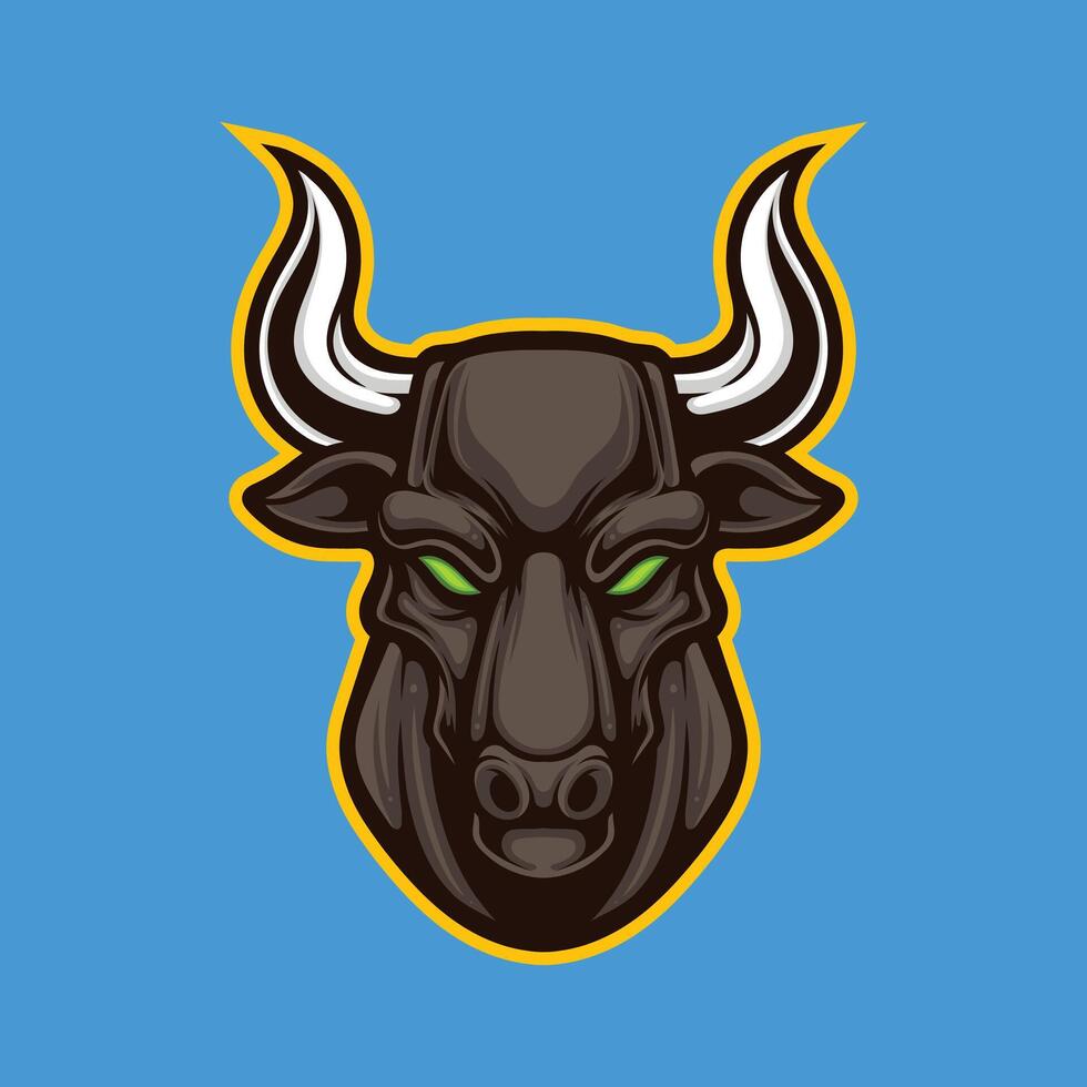 Vector bull head mascot logo for sport and esport isolated