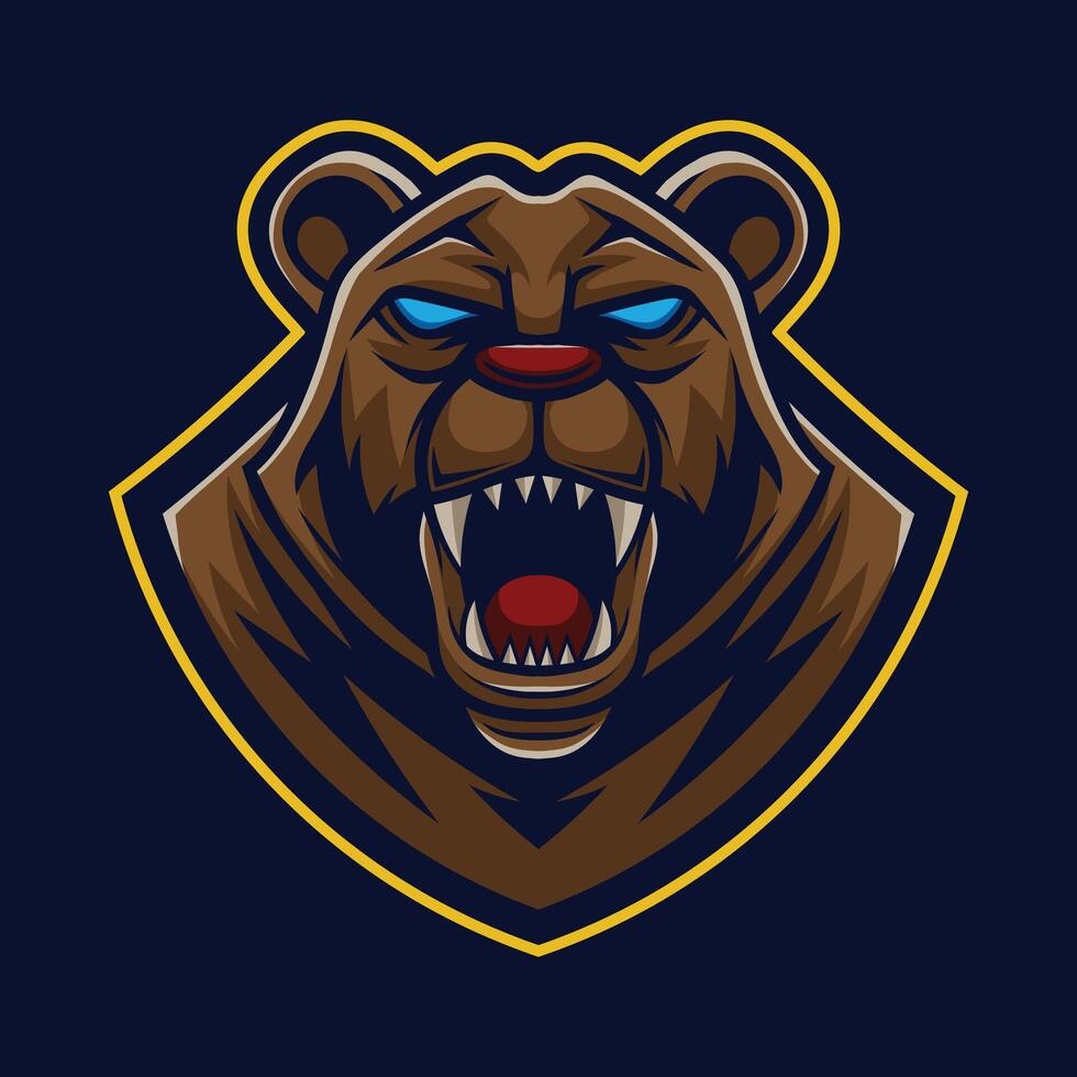 Vector grizzly bear mascot logo template
