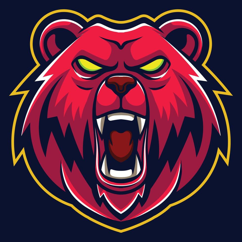 Vector grizzly bear mascot logo template