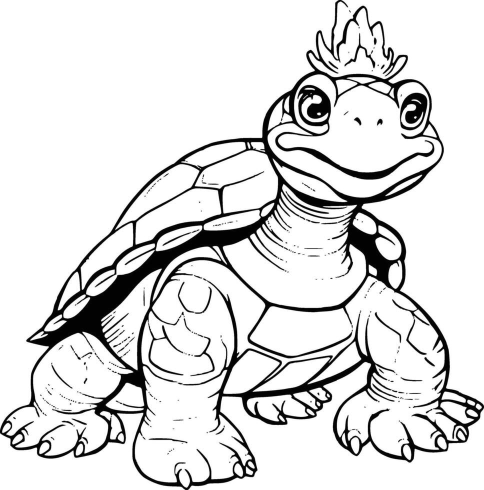 linda Tortuga colorante paginas para niños y niños pequeños vector