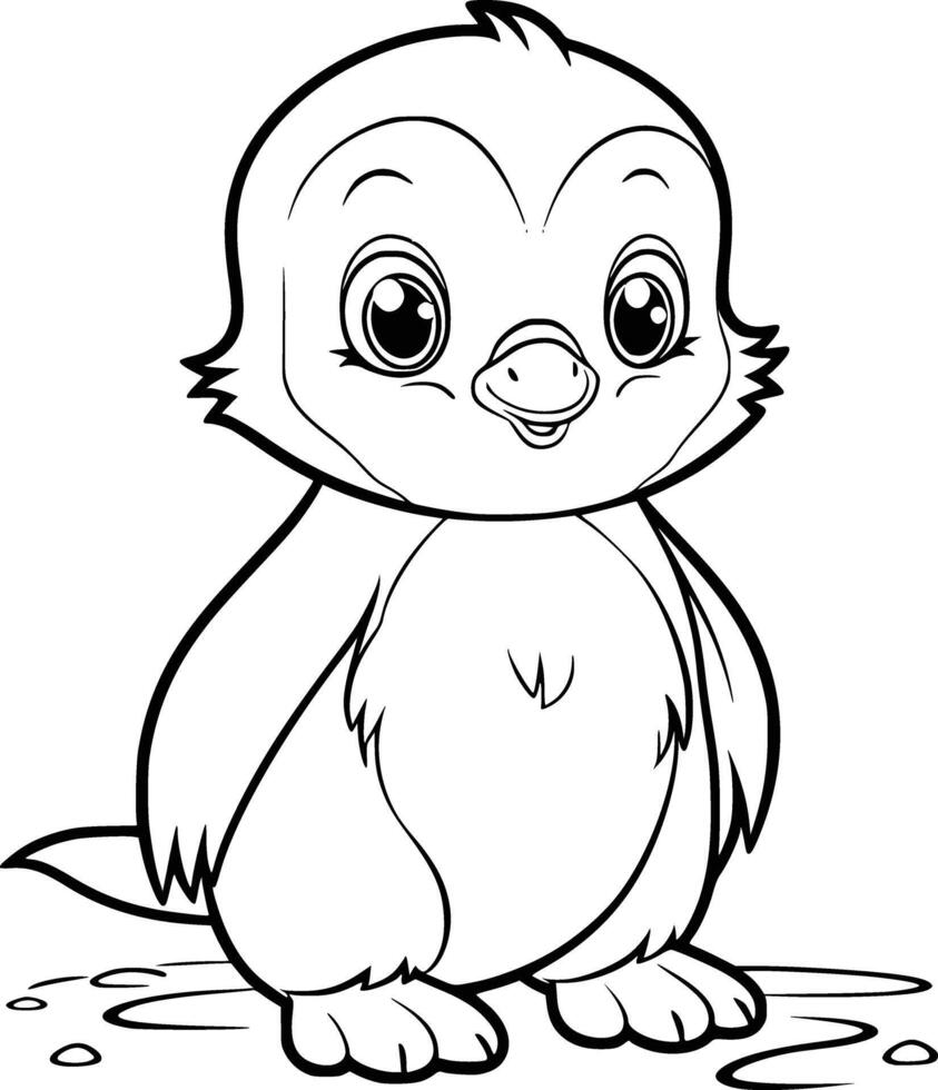 linda pingüino colorante página dibujo para niños vector