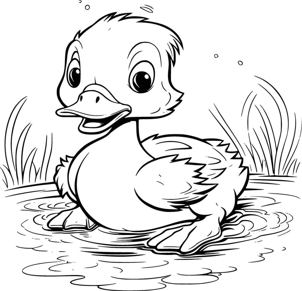 Cute Duck Coloring Pages For Kids and Toddlers vector