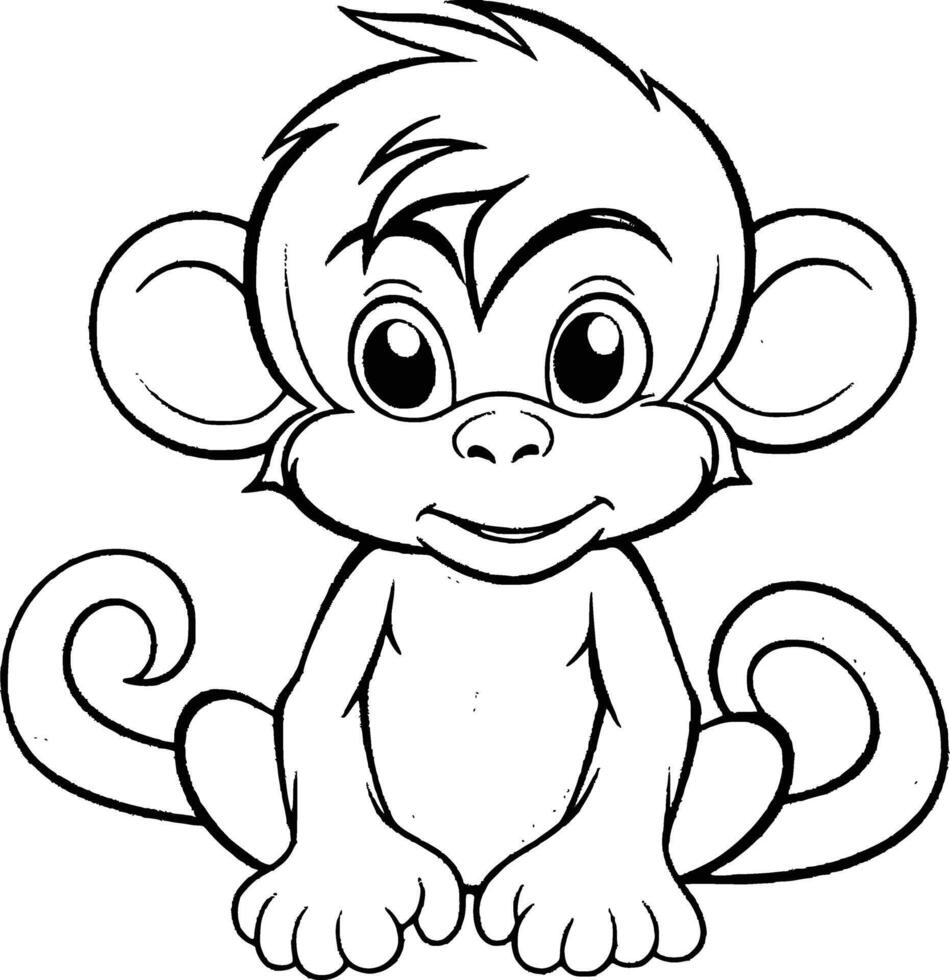linda mono colorante paginas dibujo para niños vector