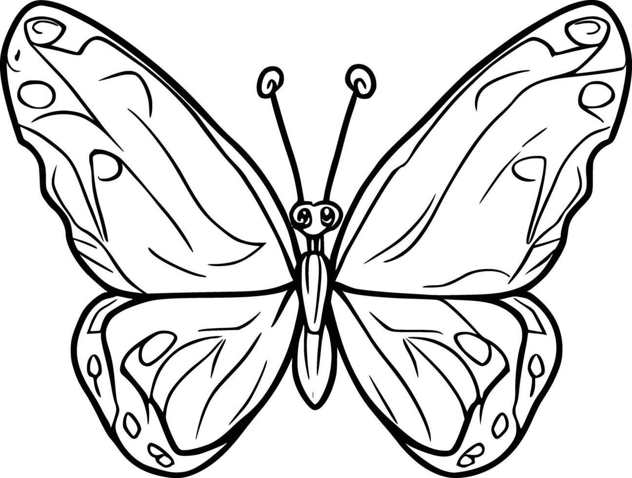 Cute Butterfly Coloring Page Drawing For Kids vector