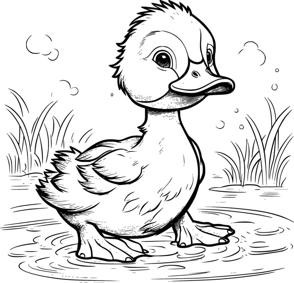 Cute Duck Coloring Pages For Kids and Toddlers vector