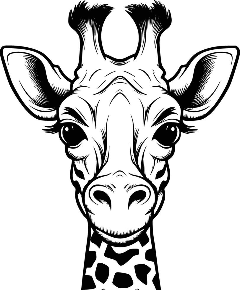 Cute Giraffe Head Coloring Pages For Kids vector