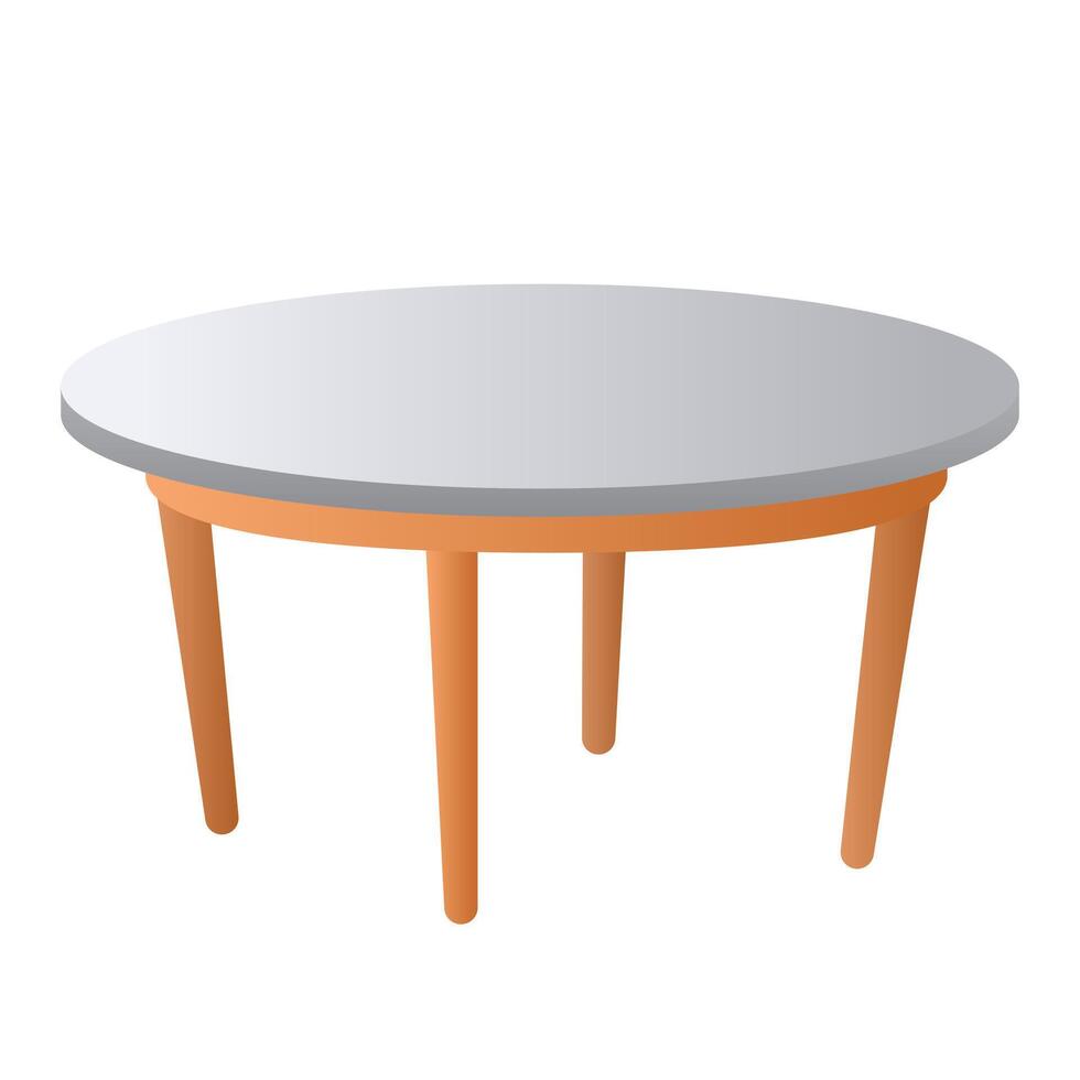 Furniture white round table cartoon illustration vector