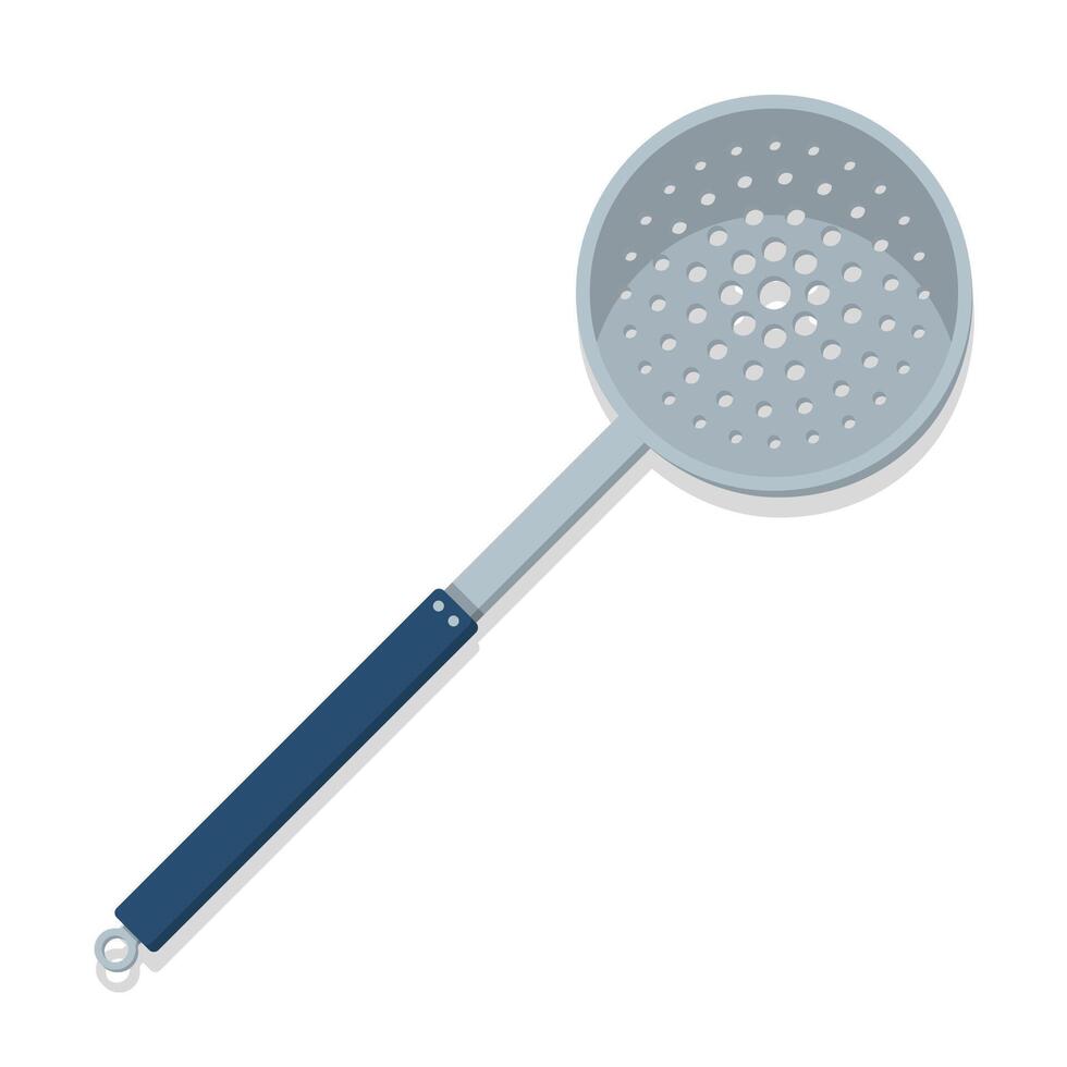 Kitchen utensil soup ladle with holes cartoon illustration vector