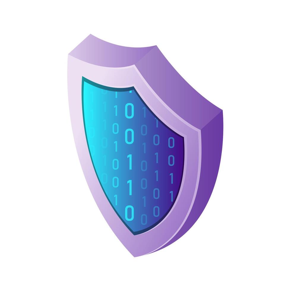 Isometric illustration web technology symbol digital defence shield vector