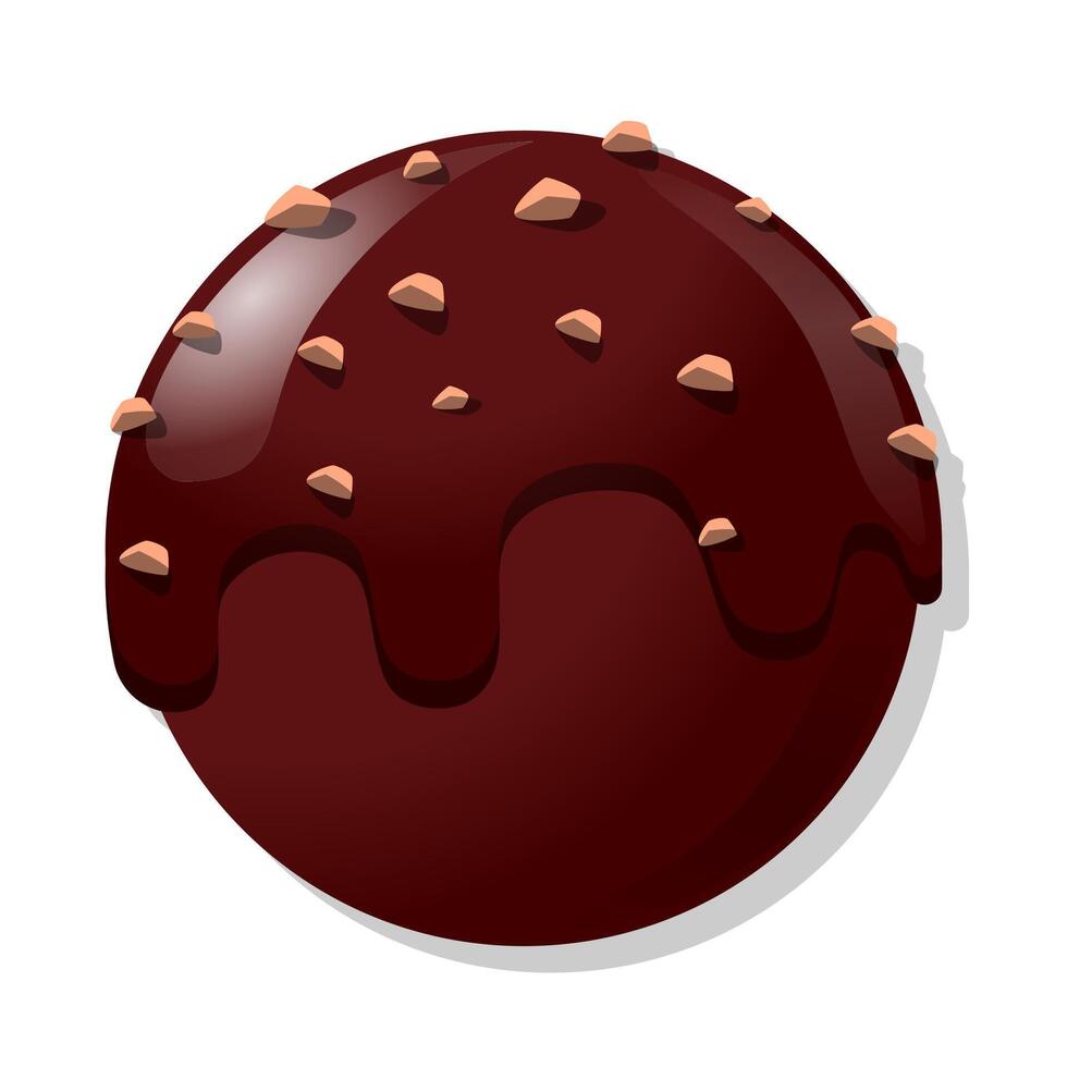 Round chocolate with nuts cartoon illustration vector