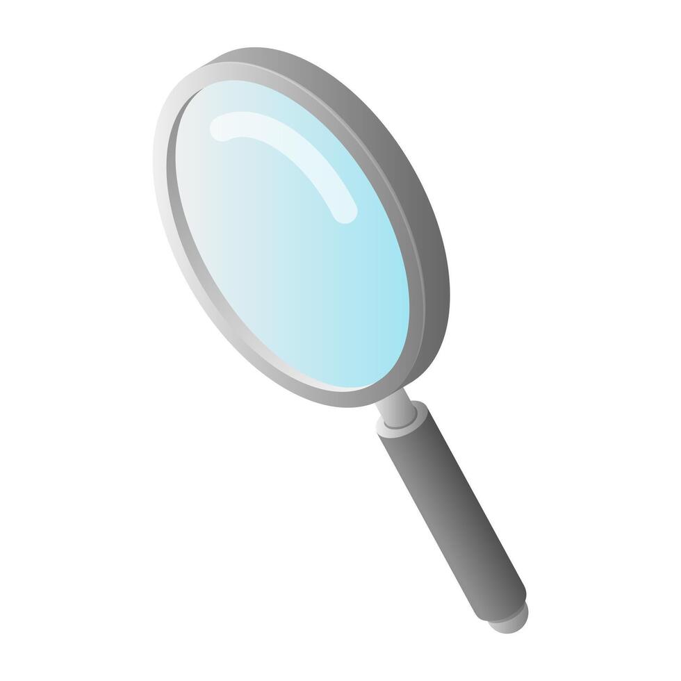 Handheld magnifying glass cartoon illustration vector