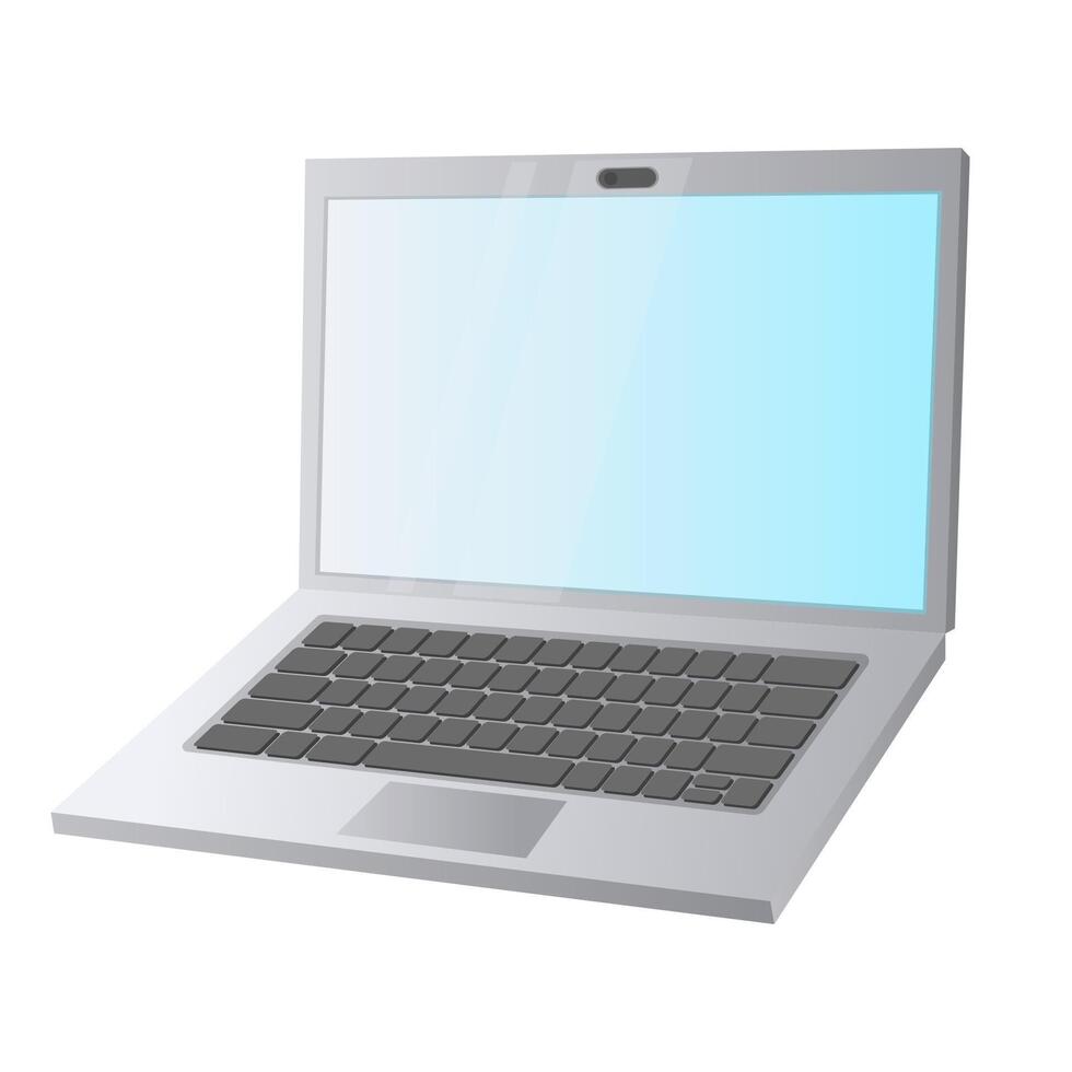 Computer light gray laptop cartoon illustration vector