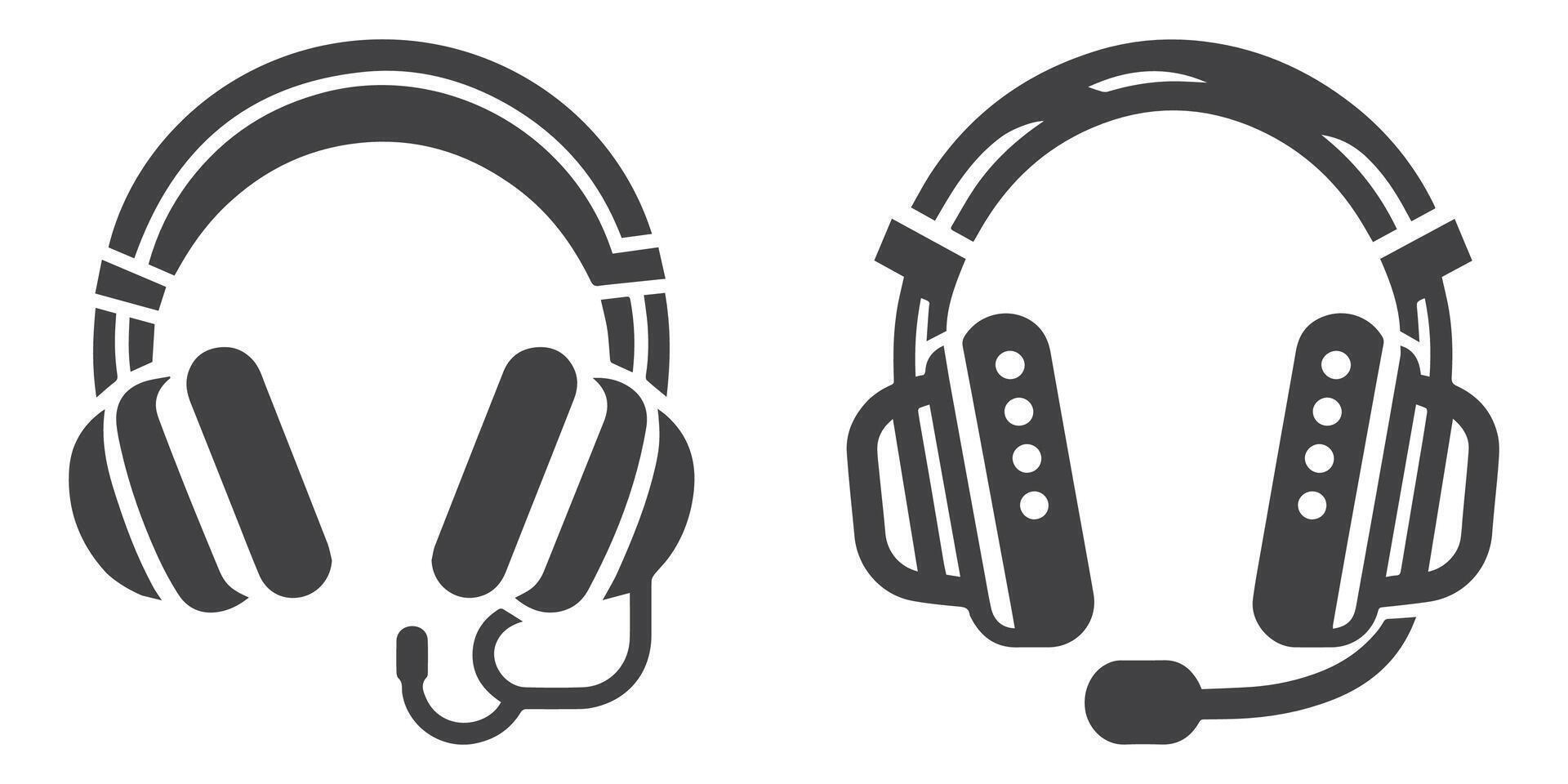 Headphone Silhouettes Set. accessories icons, accessory, audio, black, design, device, digital, DJ, ear, earphone, electrical, electronics, entertainment, equipment, gadget, headphone, headphone icon vector