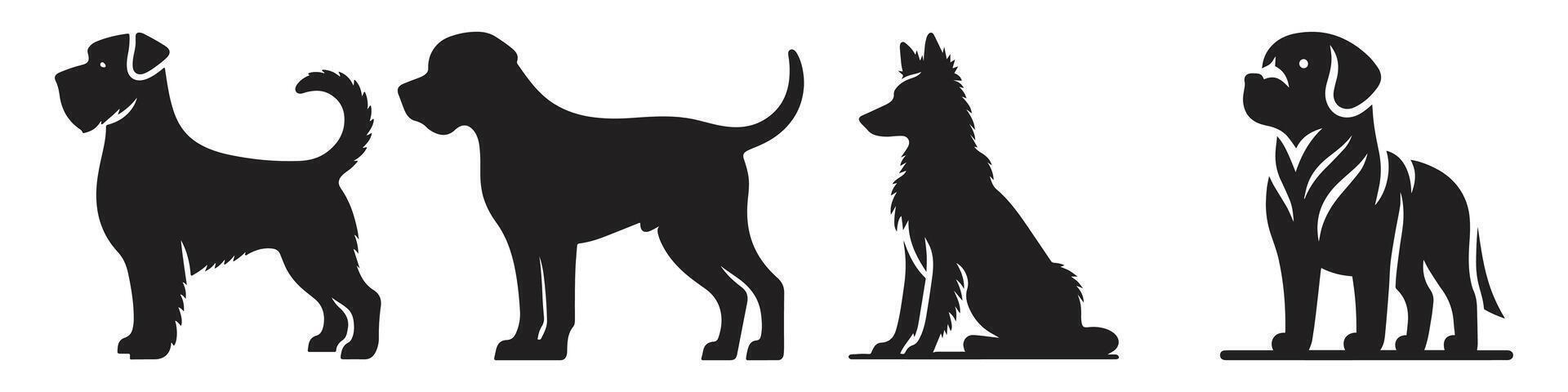 Dog silhouette vector set. Vector silhouette of dog set on white background.