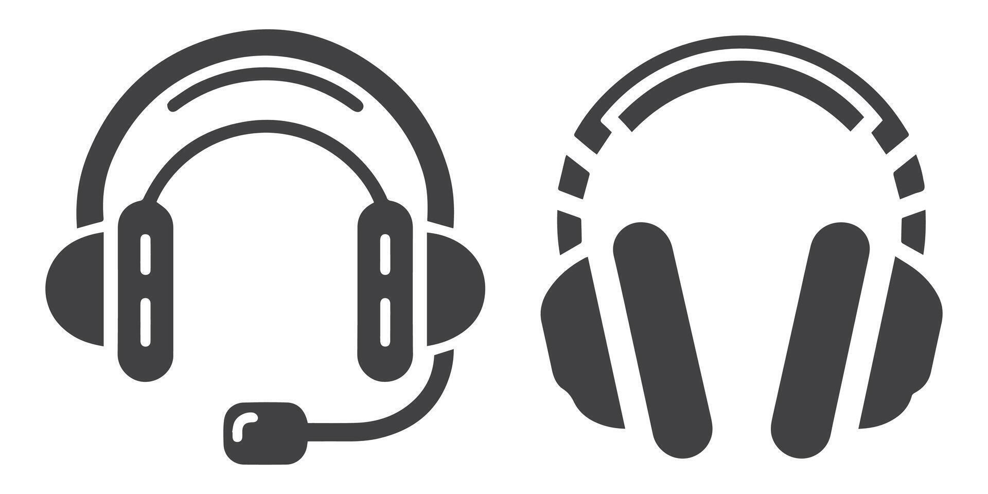 Headphone Silhouettes Set. accessories icons, accessory, audio, black, design, device, digital, DJ, ear, earphone, electrical, electronics, entertainment, equipment, gadget, headphone, headphone icon vector