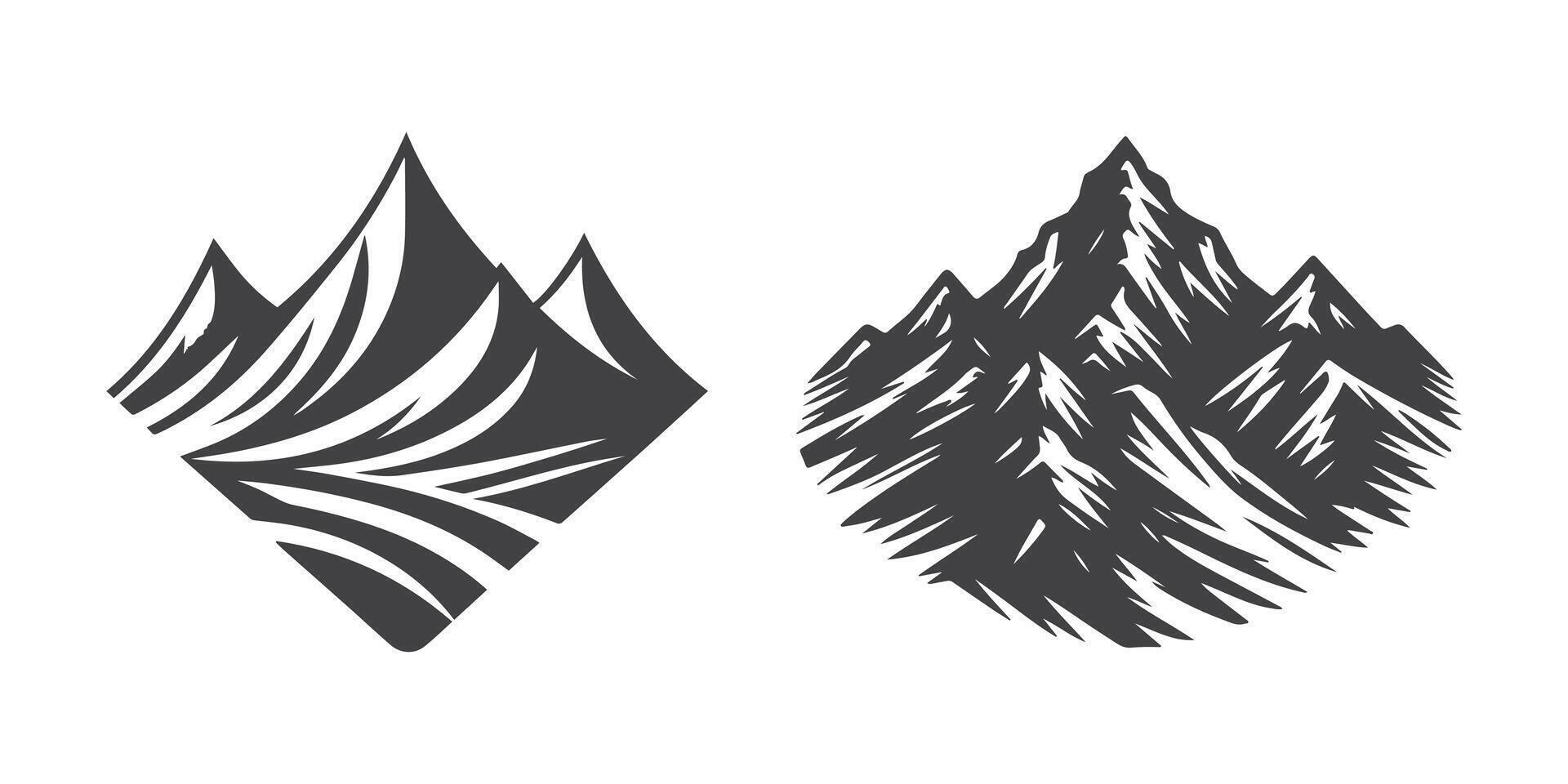 montañas vector ilustración. conjunto de montañas logo, conjunto de montañas silueta