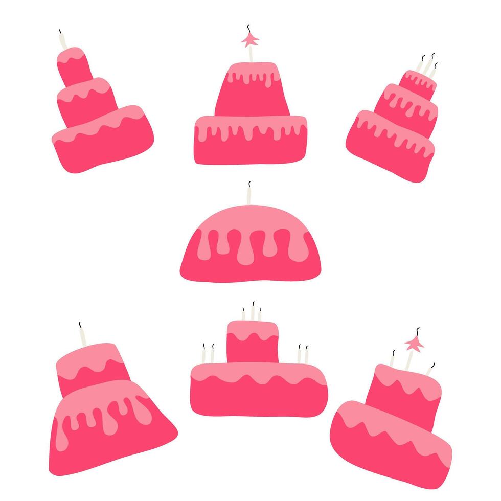 This is a collection of birthday cake hand drawings that can be used for decorating your greeting cards vector