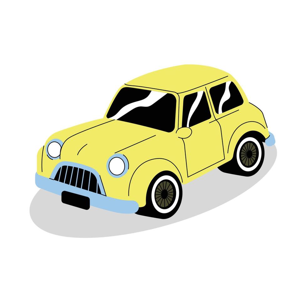 Classic Yellow Car Flat Style Element vector