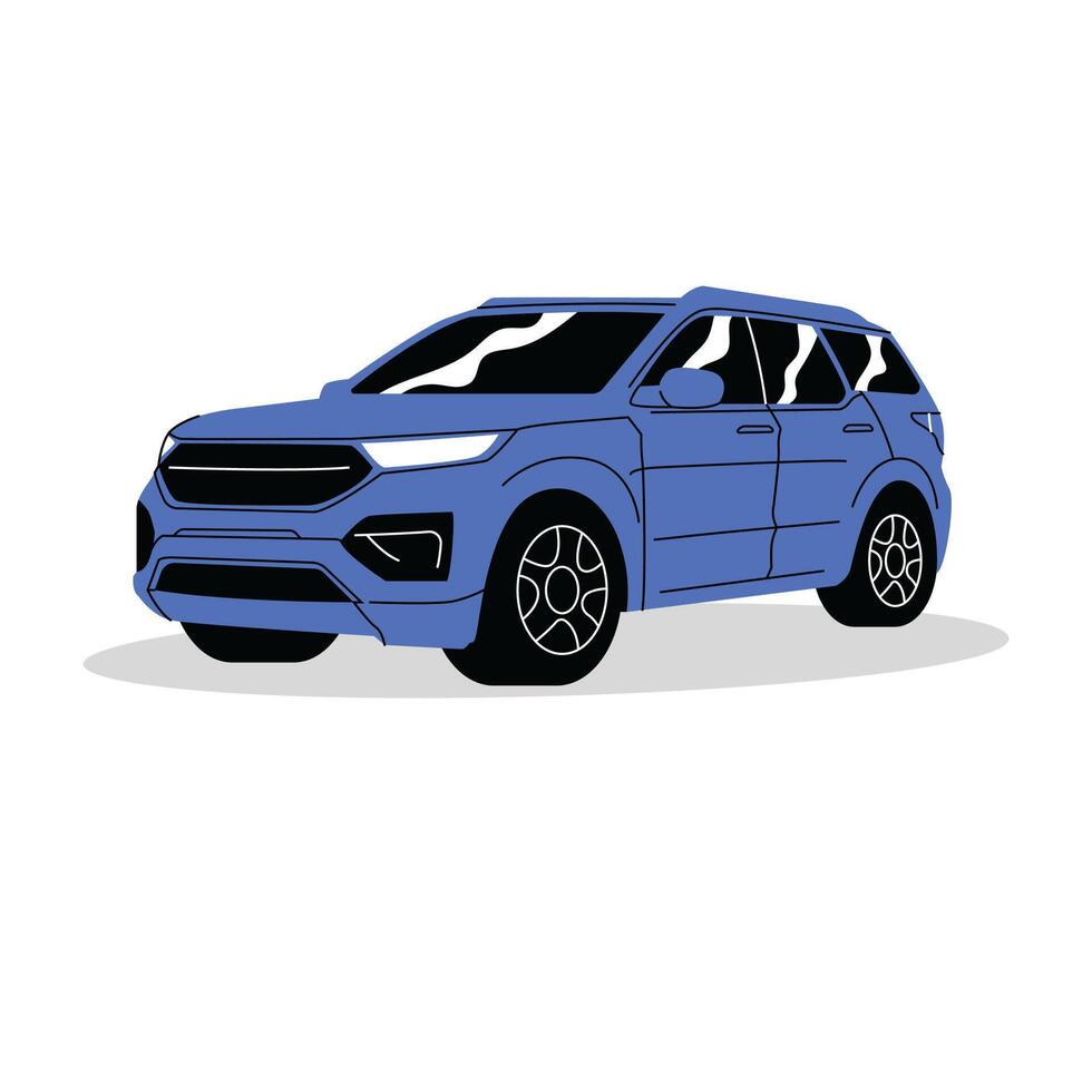 Blue Family Car Flat Style Element vector