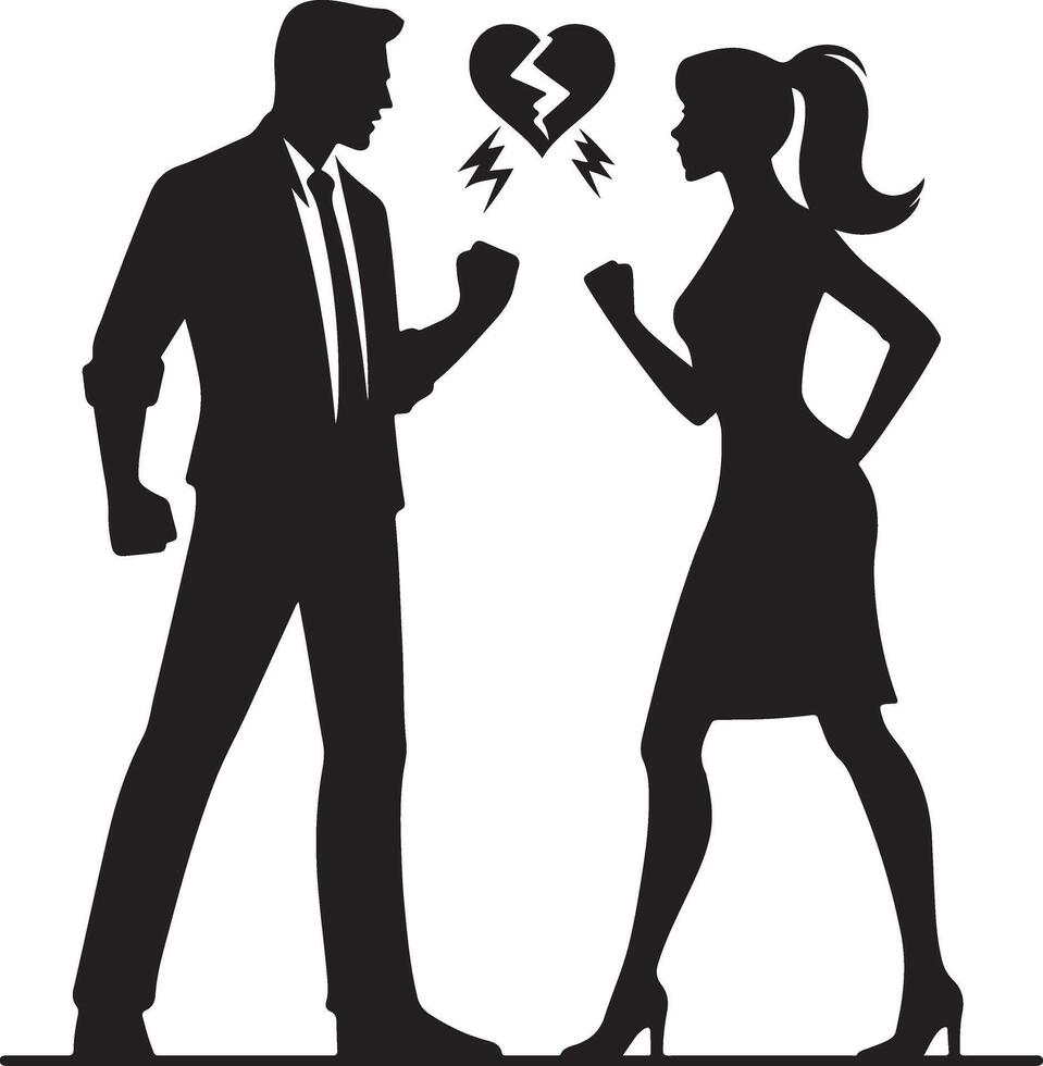 Couple quarreling silhouette vector