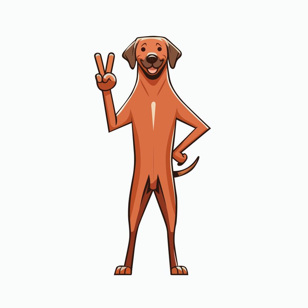 AI generated Upright Rhodesian Ridgeback Peace Gesture isolated Illustration vector