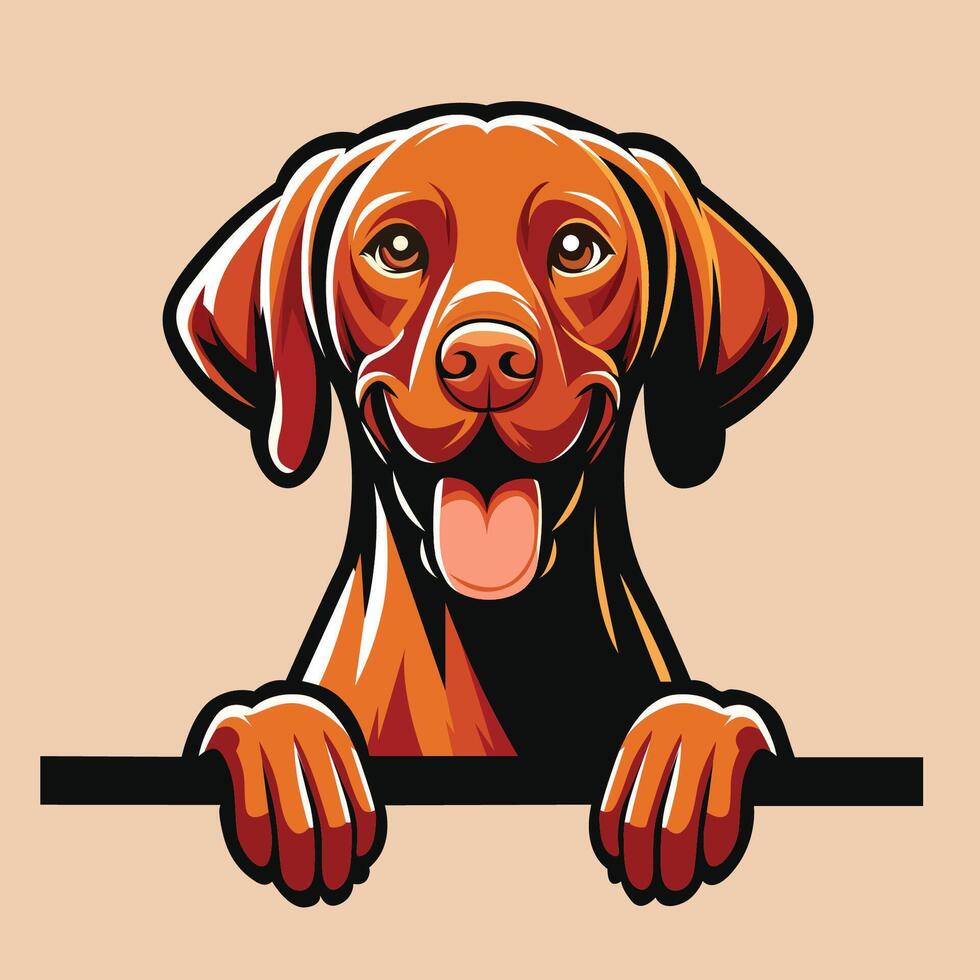 AI generated Vizsla peeking face illustration vector