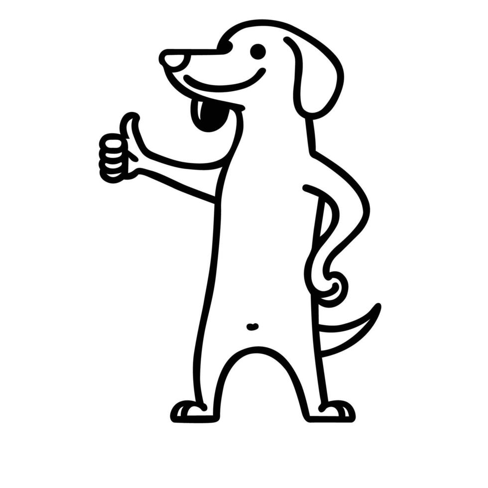 ai generado perro tejonero perro contento Pulgares hacia arriba ilustración vector