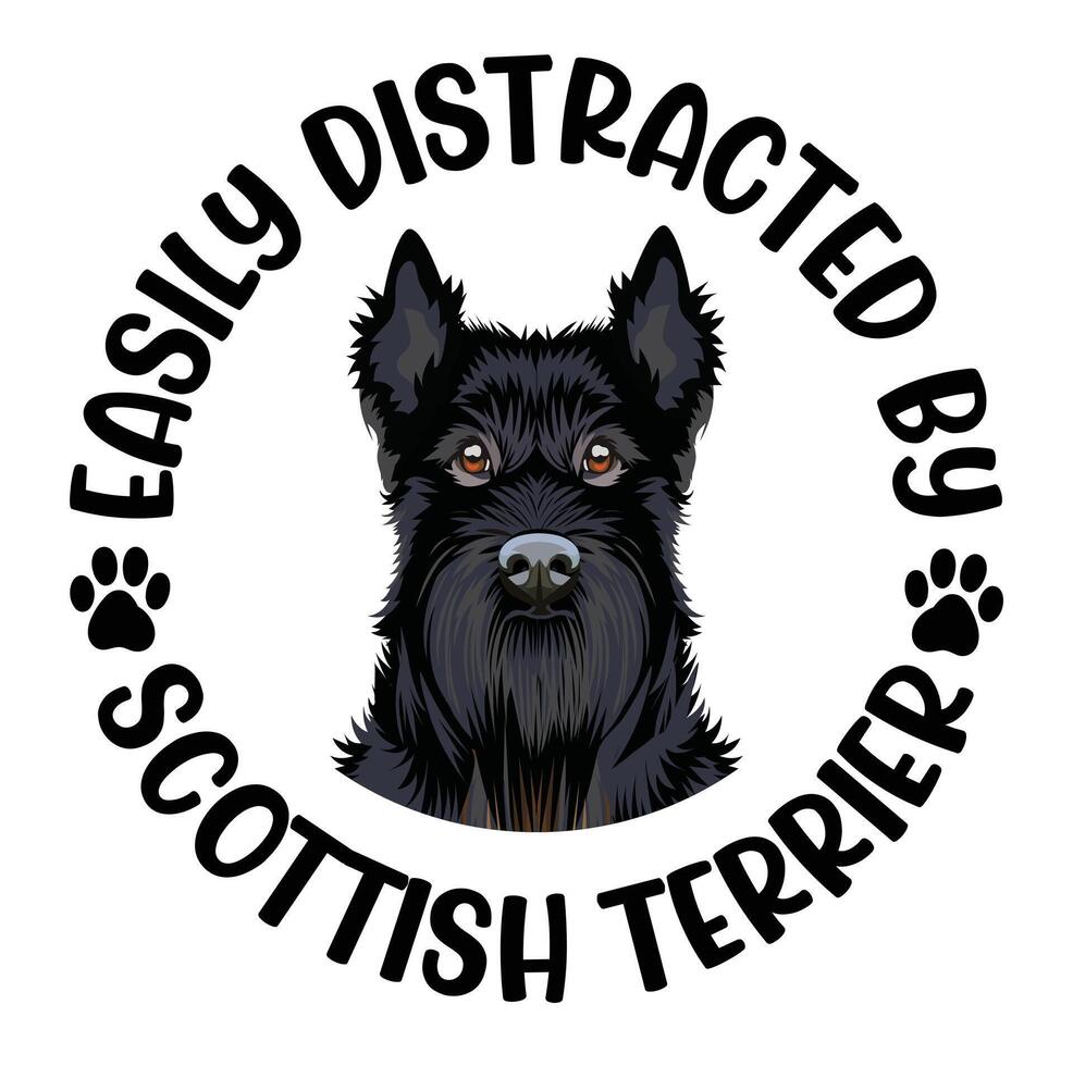 Easily Distracted By Scottish Terrier Dog T-shirt Design Pro Vector