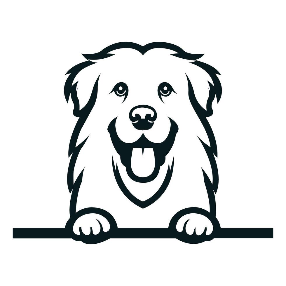 AI generated Black And White Maremmano-Abruzzese Sheepdog peeking face illustration vector