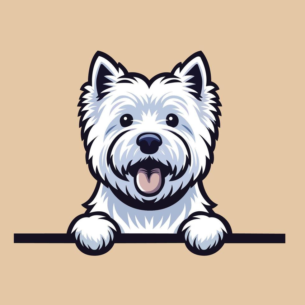 AI generated West Highland White Terrier peeking face illustration vector