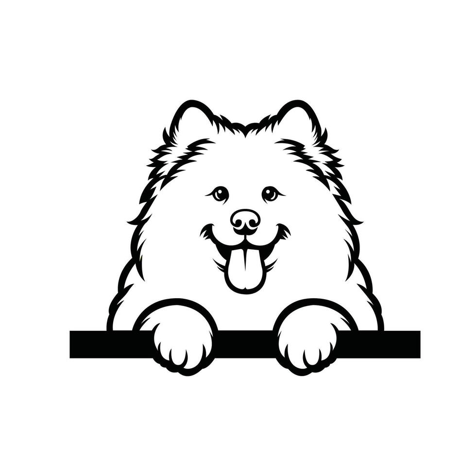 ai generado negro y blanco Samoyedo perro echar un vistazo cara silueta ilustración vector