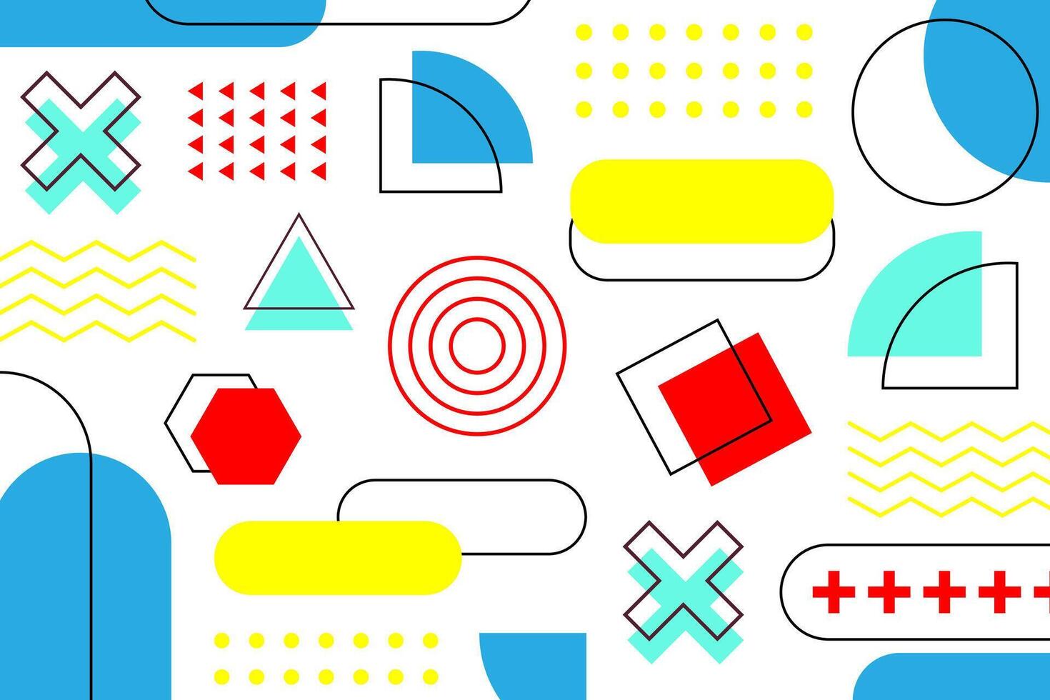 Abstract memphis geometric shapes background template vector