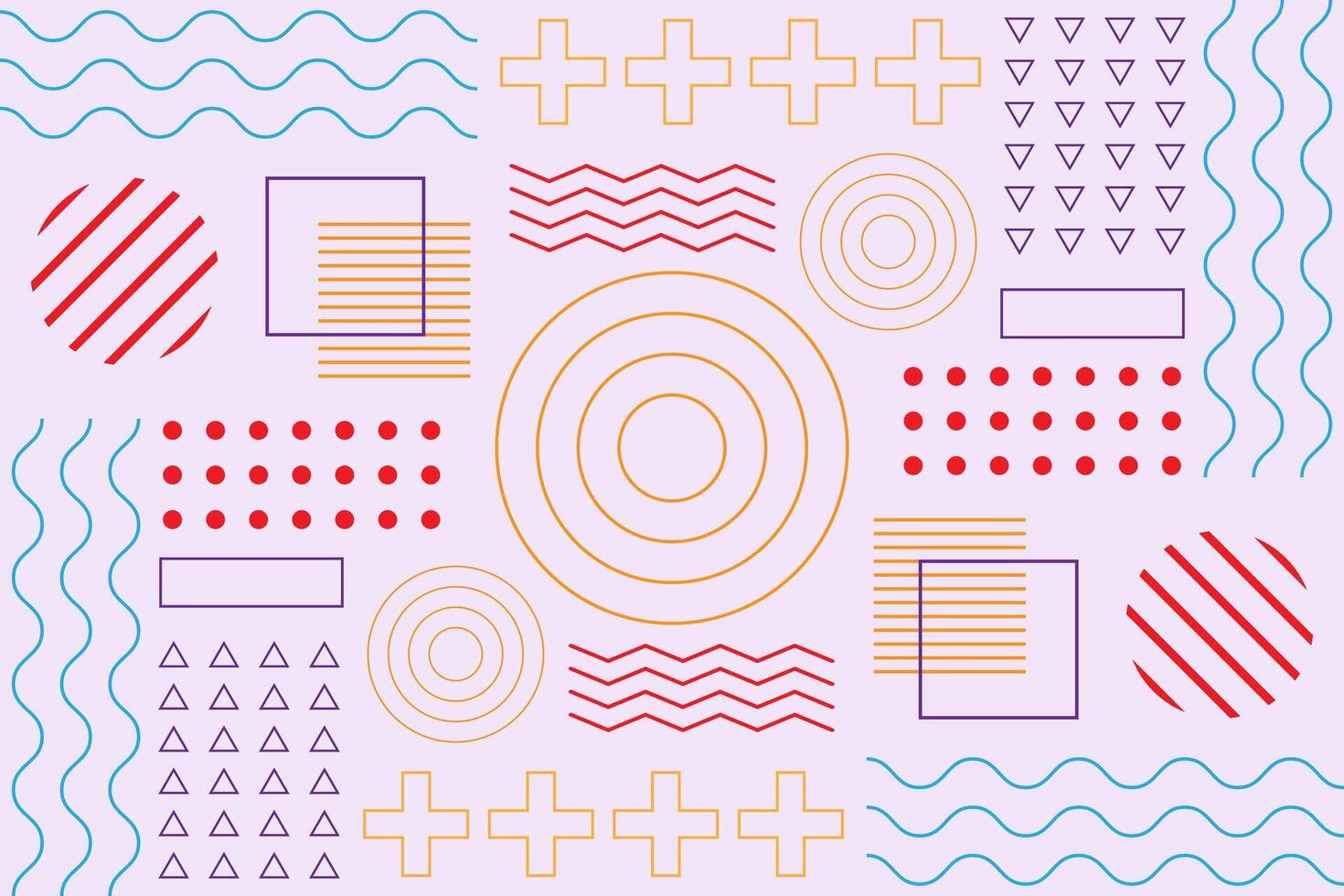 Abstract memphis geometric shapes background template vector