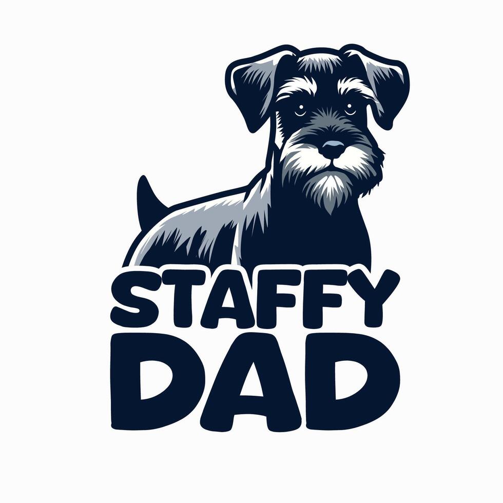 Staffy Dad with miniature schnauzer Typography t shirt design illustration Pro vector